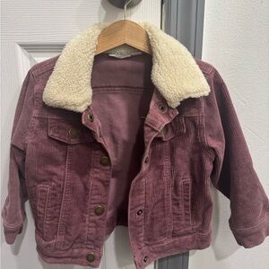 Jamie Kay Mauve Corduroy Jacket with Cream Sherpa Collar